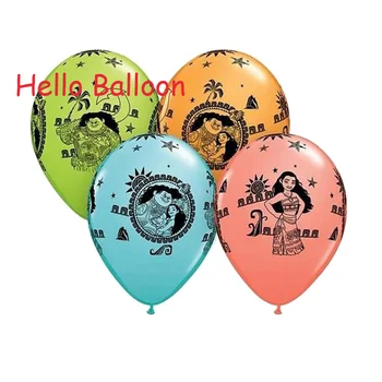 

12pcs/lot Moana Latex Balloon Inflatable Girl Happy Birthday Decorations Moana Princess balloon Globos Toys For Kids