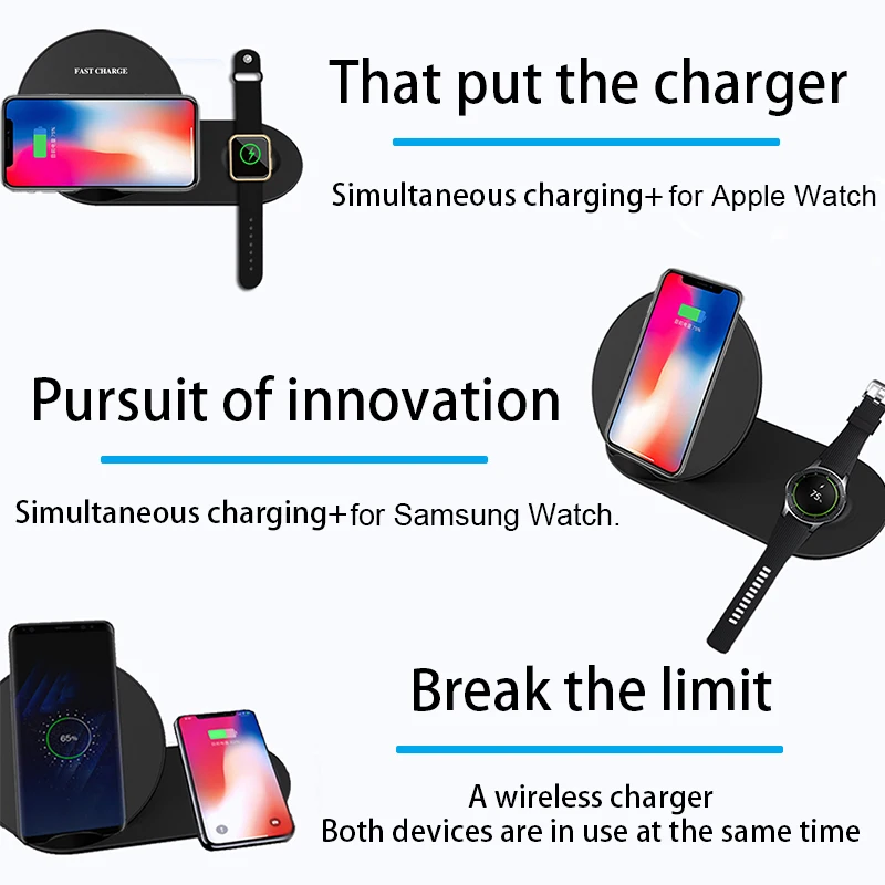 Skup Bezprzewodowa ładowarka qi 3w1 dla IPhone 8Plus X XS Max XR Samsung bezprzewodowa stacja ładująca stacja dokująca dla Apple airpods Apple Watch 2 3 4