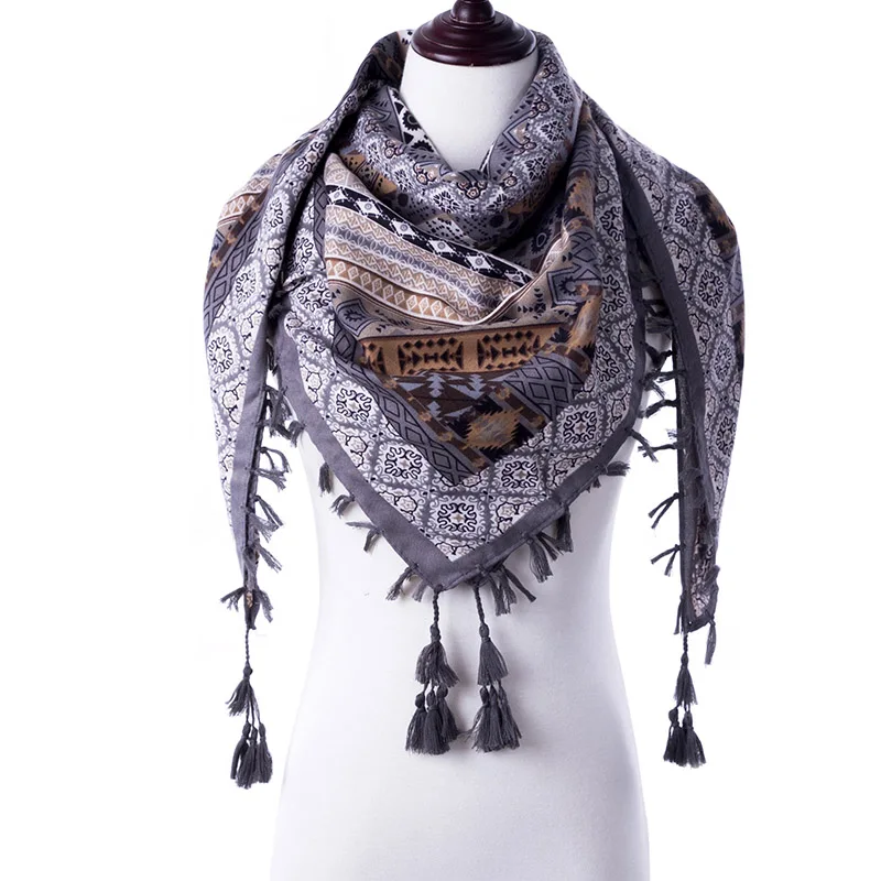 Warm Women Scarf Square Scarves Female Wraps Winter Autumn Tassel