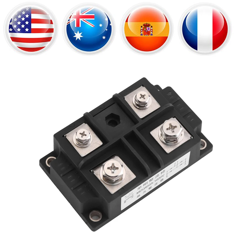 

Single-Phase Diode Bridge Rectifier 400A 1600V High Power 4 Terminals Power Module Black Local Fast Shipping Hot sale