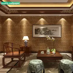 Китайский стиль, имитация соломы, бамбуковый узор, обои, ресторан, отель, гостиная, спальня, магазин, обои