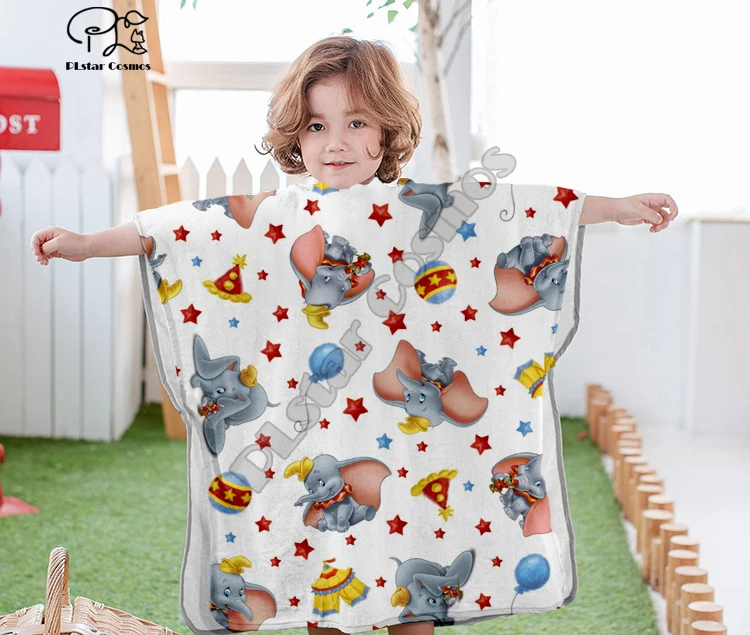

Cartoon cute Cartoon Dumbo Hooded baby Boys and Girls Towel Wearable Bath Towel For Kids Travel 3D print Beach Towels style-7