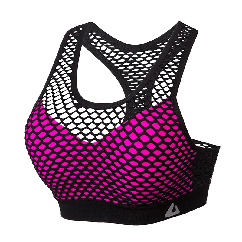 Mesh Hollow Out Sport Bra Top Fitness Sports Bra Breathable Shockproof Yoga Bras Running Vest Gym Push Up Brassiere Sport Top