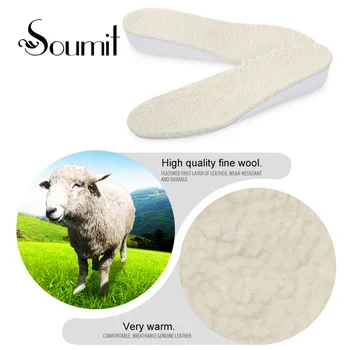 

Soumit Super Cozy Wool Felt Height Increase Insole Winter Sheepskin Warm palmilha for Men Women Shoe Inserts Pads Heated Insole