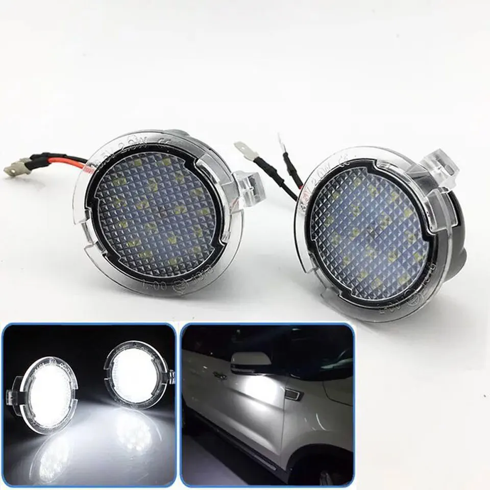 A Pair of LED Rearview Mirrors For Ford Lights Ground Lights