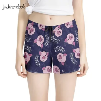 

Jackherelook Fashion Summer Casual Shorts Woman 2019 Stretch High Waist Booty Shorts Ladies Loose Beach Cute Pig Print Short