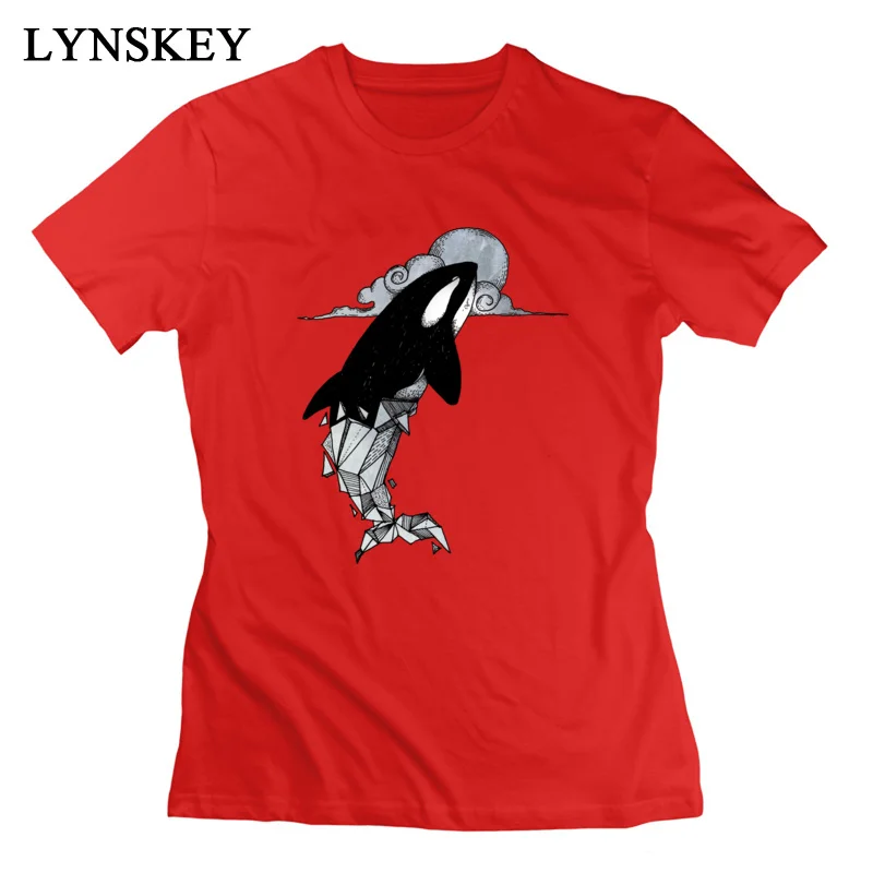 LYNSKEY Orcinus orca geometric O-Neck Women's T-Shirts Summer Autumn Street Tops Shirt Brand 100% Cotton Custom Sweatshirts white