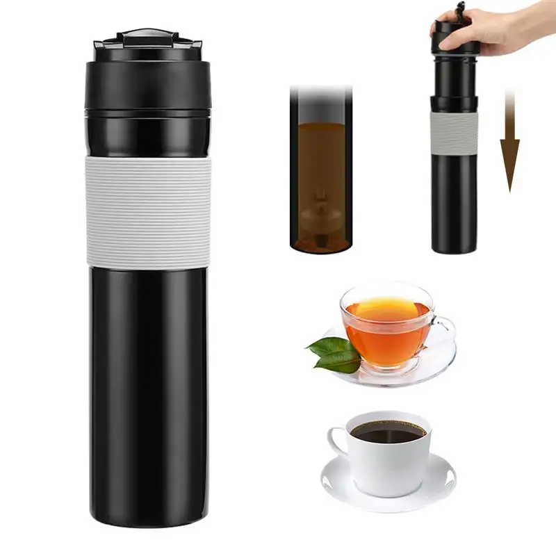 

350ml Portable French Press Coffee Maker Black Plastic Double Wall Mug BPA Free Filtration Water Isolation Tea Coffee Cup