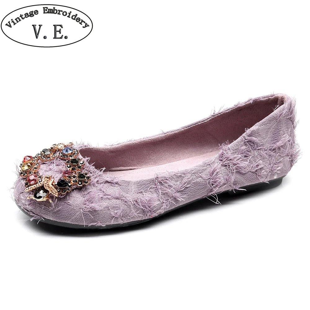 

2019 Spring New Flat-bottom Shallow Shoes Women's Round Toe Handmade Shoes Soft Comfort Walk Travel Single Shoes Woman