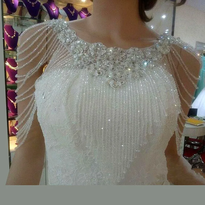 Chic White Wedding Bolero Beaded Luxury Crystals Wedding Wrap Wedding Accessories Bling Red Evening Dress Bolero Bridal Shawl