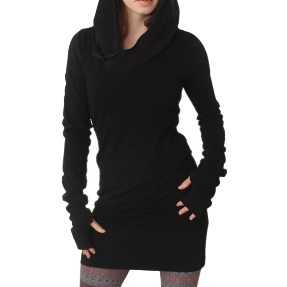 Женское осеннее платье с капюшоном пуловер с длинными рукавами облегающее черное минималистичное платье XIN