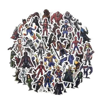 

Stickers 64pcs Pixel Super Hero Movie Avengers Anime Character Mix Laptop DIY For Kids Toys Cars Laptop Bicycle Waterproof F2