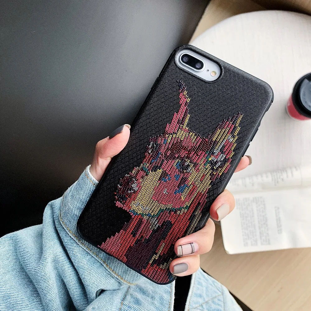

For Apple iPhone X 8 7 6 6s Plus Luxury Embroidery 360 Protection Mobile Phone Cover Cases For iPhone6 iPhone XS XR XS MAX