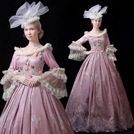 

masquerade coronation bean pink rococo court medieval dress renaissance Gown queen Victoria/Marie/ Belle Ball/drama/ball gown
