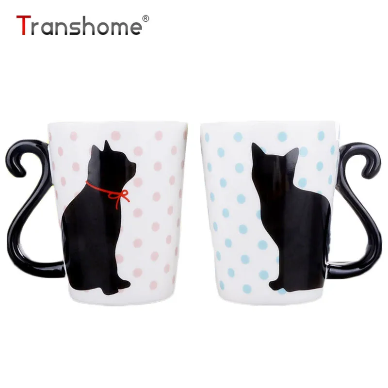 Transhome 2 шт. зеркальные кружки с мультяшным котом креативные для кофе чая молока 280