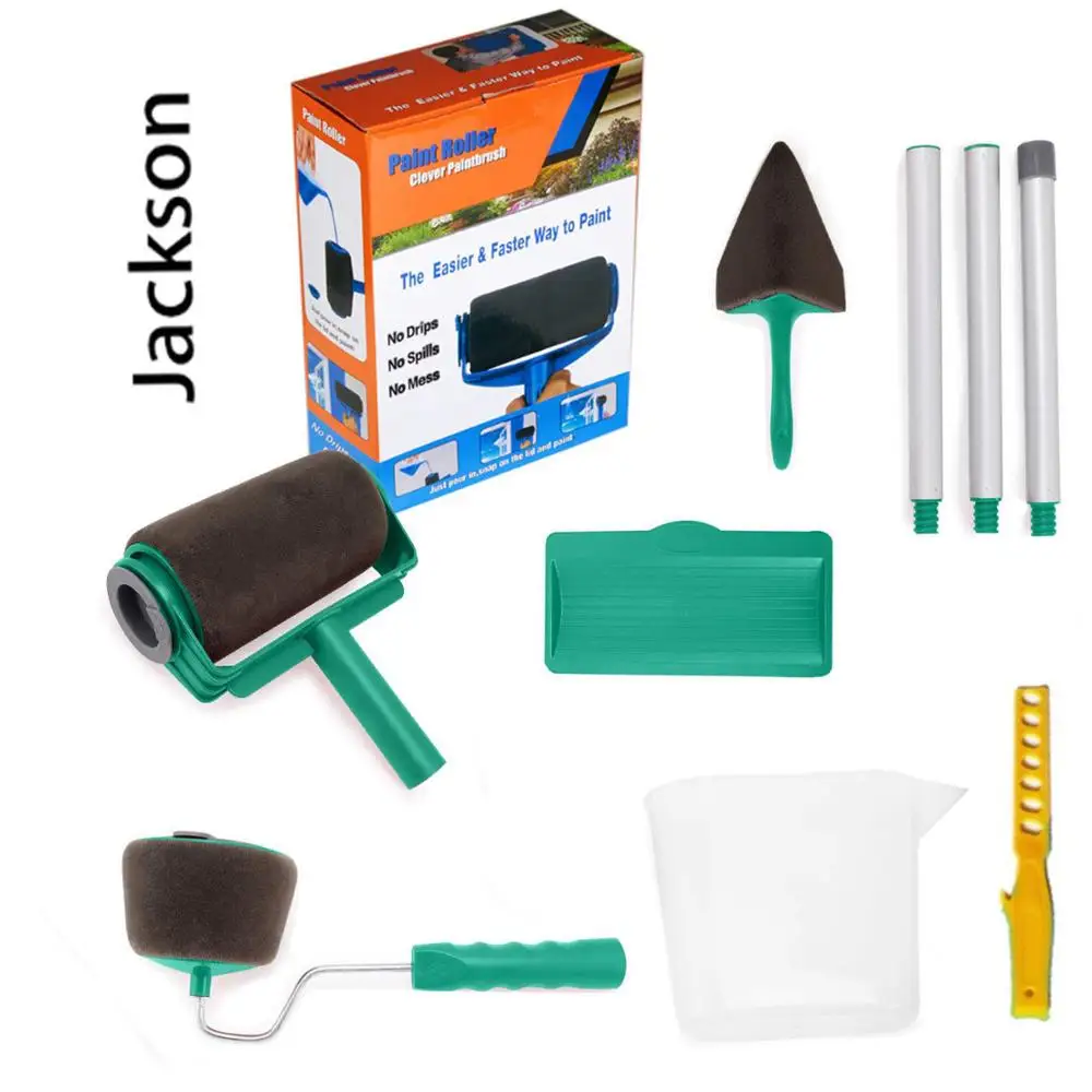 

New Seamless Paint Runner Pro Roller Brush Handle Tool Flocked Edger Office Wall Painting Roller Paint Brush Set Paint Roller