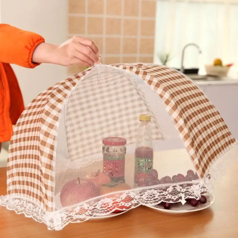

Kitchen Folded Food Cover Hygiene Grid Style Kitchen Food Dish Cover Kitchenware
