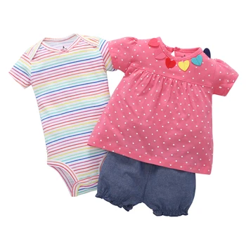

romper+dot T-shirt+shorts 3 pieces suit for newborn baby girl clothes 2020 summer set outfit new born costume clothing cotton