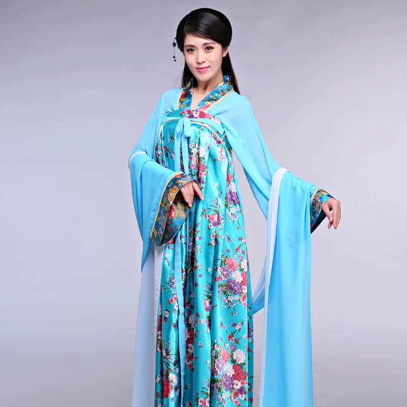 Новинка года древней китайской Костюмы Тан костюм hanfu Женский костюм династии Тан платье Гучжэны Высокая талия юбка - Цвет: blue