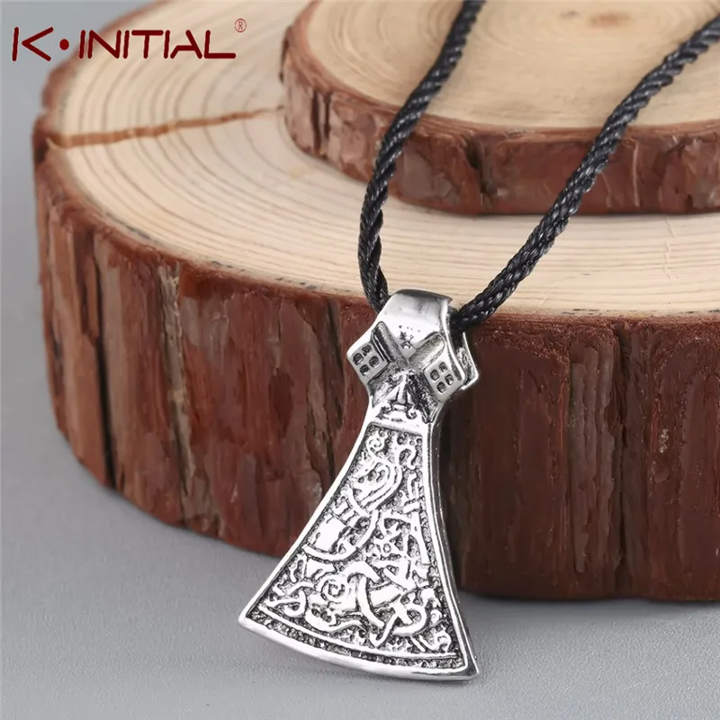 Kinitial Mens Necklaces Axe Head Norse Viking Scandinavian Pendant