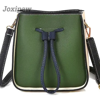 

Women Bag Female Handbags Leather Bucket Crossbody Shoulder Bags String High Quality Handbag Fashion Red Sling New Brand Bags