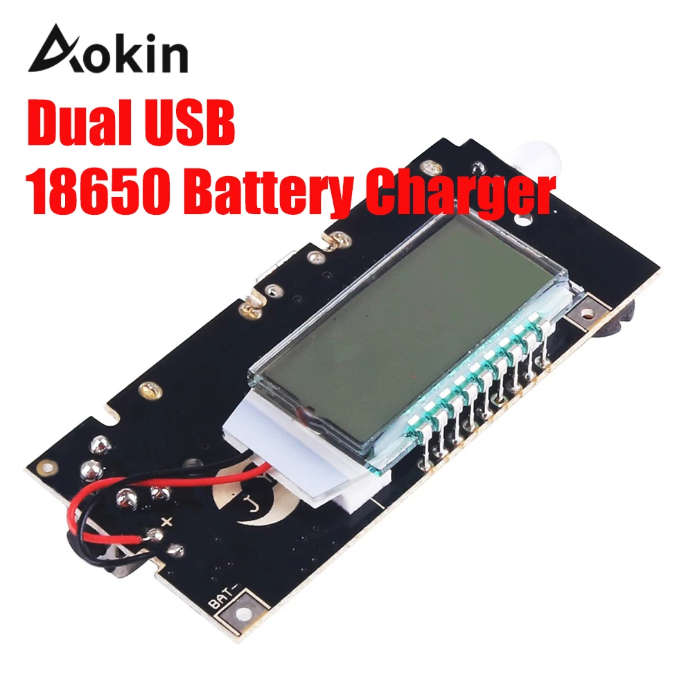 

Dual USB 18650 Battery Charger with LED LCD Module Board PCB Power Module 5V 1A 2.1A Mobile Power Bank Accessories for Phone DIY