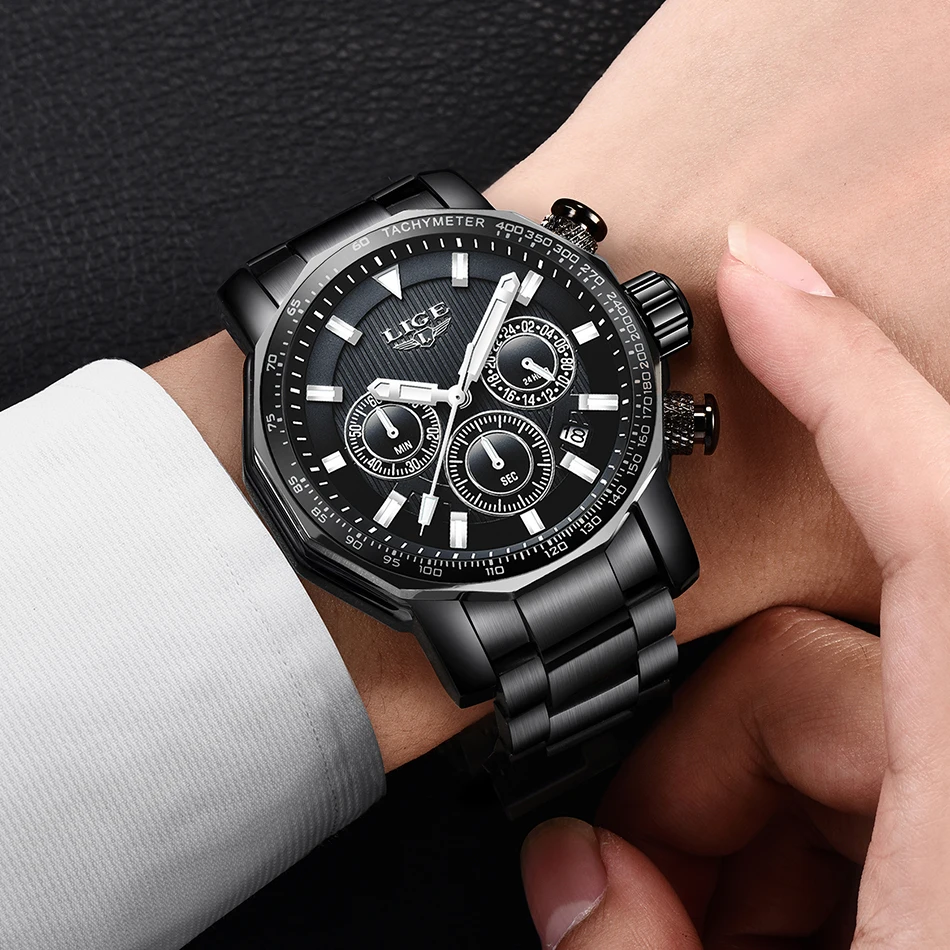 2019 New LIGE Mens Watches Top Brand Luxury Men's Waterproof Military Sports Watch Men All Steel Quartz Clock Relogio Masculino