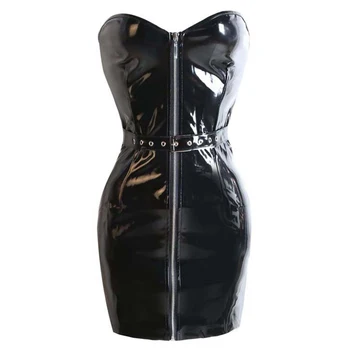 

Black PVC Buckle Zipper Corsets And Bustiers Long Corset Tops Gothic Steampunk Clothing Burlesque Korsett For Women Sexy Corsage