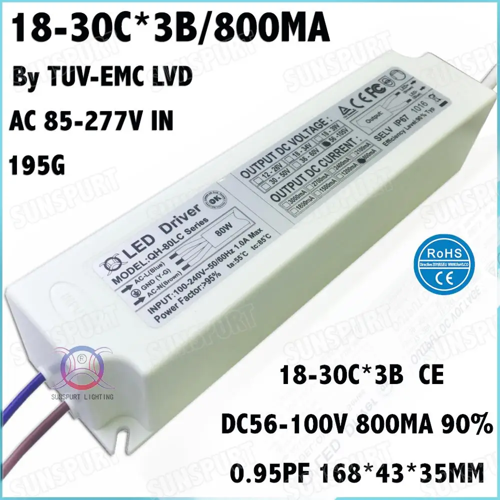 Высокая pfc 5-80 Вт AC85-277V светодиодный драйвер 2-30Cx3B 900mA DC5-100V постоянный ток внутри внешнего IP67 10 Вт 20 вт 30 Вт 80 Вт Бесплатная доставка