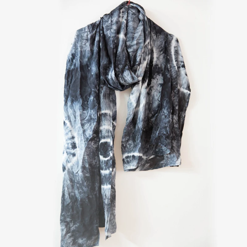 LZJN Tie Dye длинные женский шарф шаль ноил поплин шарфы с этническим орнаментом дамы
