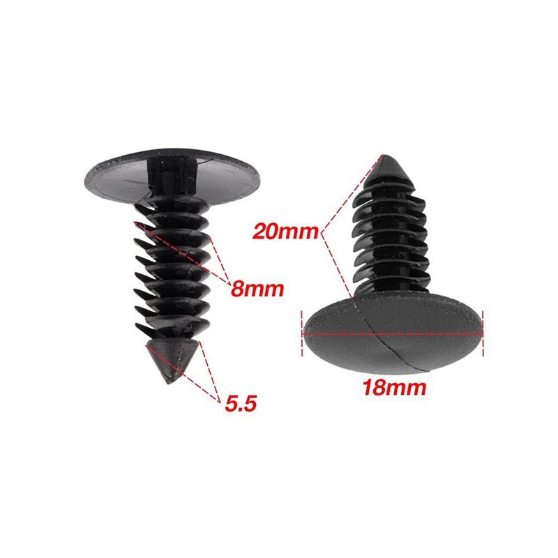 100 шт 8 мм отверстие диаметром Пластик заклепками застежка клипы Черный для автомобиля решетка радиатора для Bmw E46 Ford Focus 2 для Vw Honda аксессуары