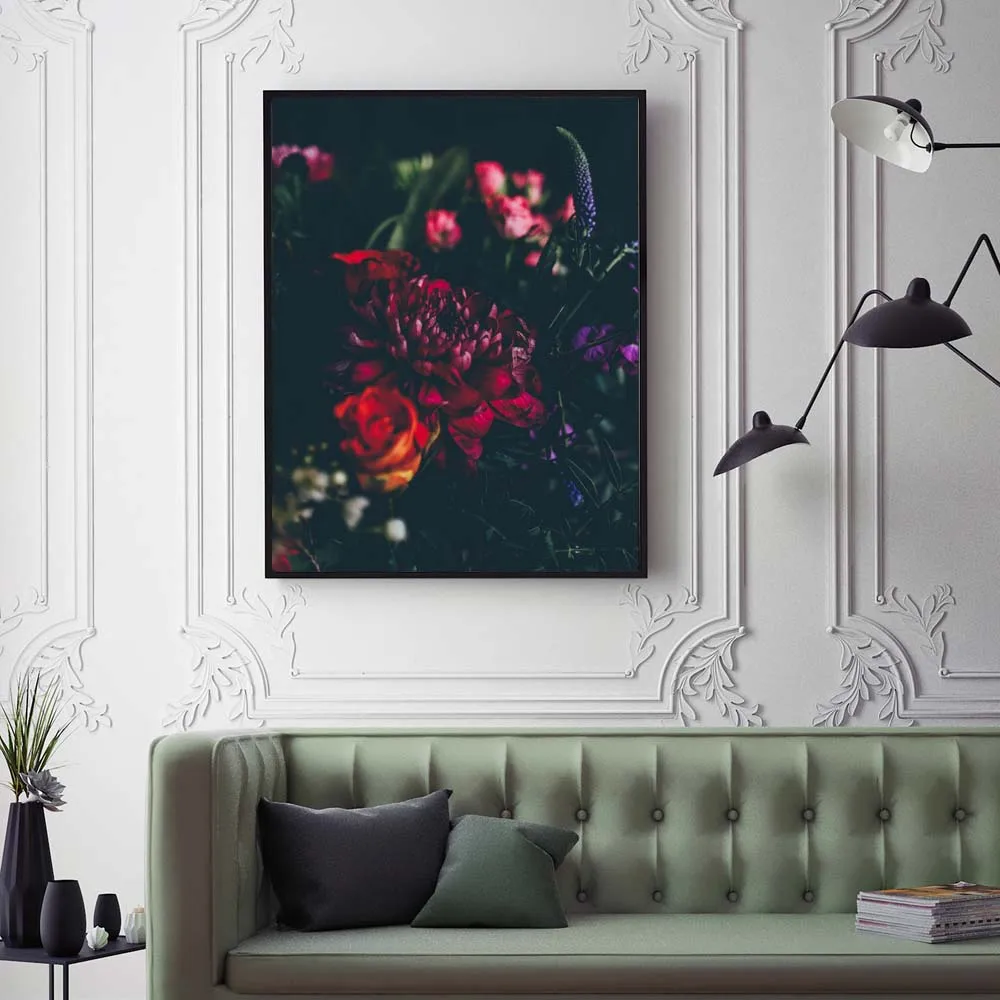 Abstract Fashion Blush Peony Poster Black Flower Canvas Painting ...