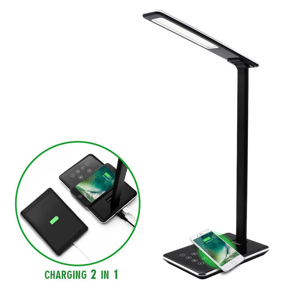 

LED Desk LampQI Wireless Charger Folding Dimming Reading Lamps With USB Charging Touch Control Panel 12 Hour Auto Timer 4 Colors