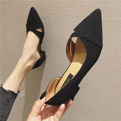 

2019 spring and summer new wild fashion shallow mouth square head soft bottom flat shoes women's shoes