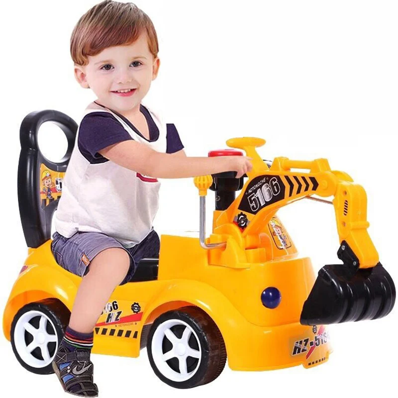 

Lightweight stroller Engineering Car Model toy pram with music Children twist car kids Riding Toy Car