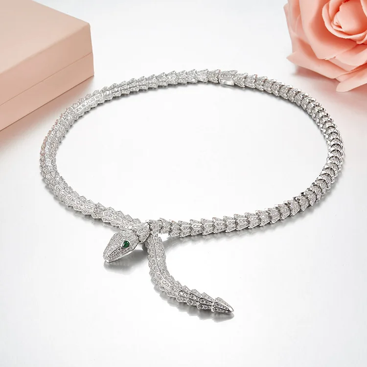 Snake pendant necklace silver Clearance