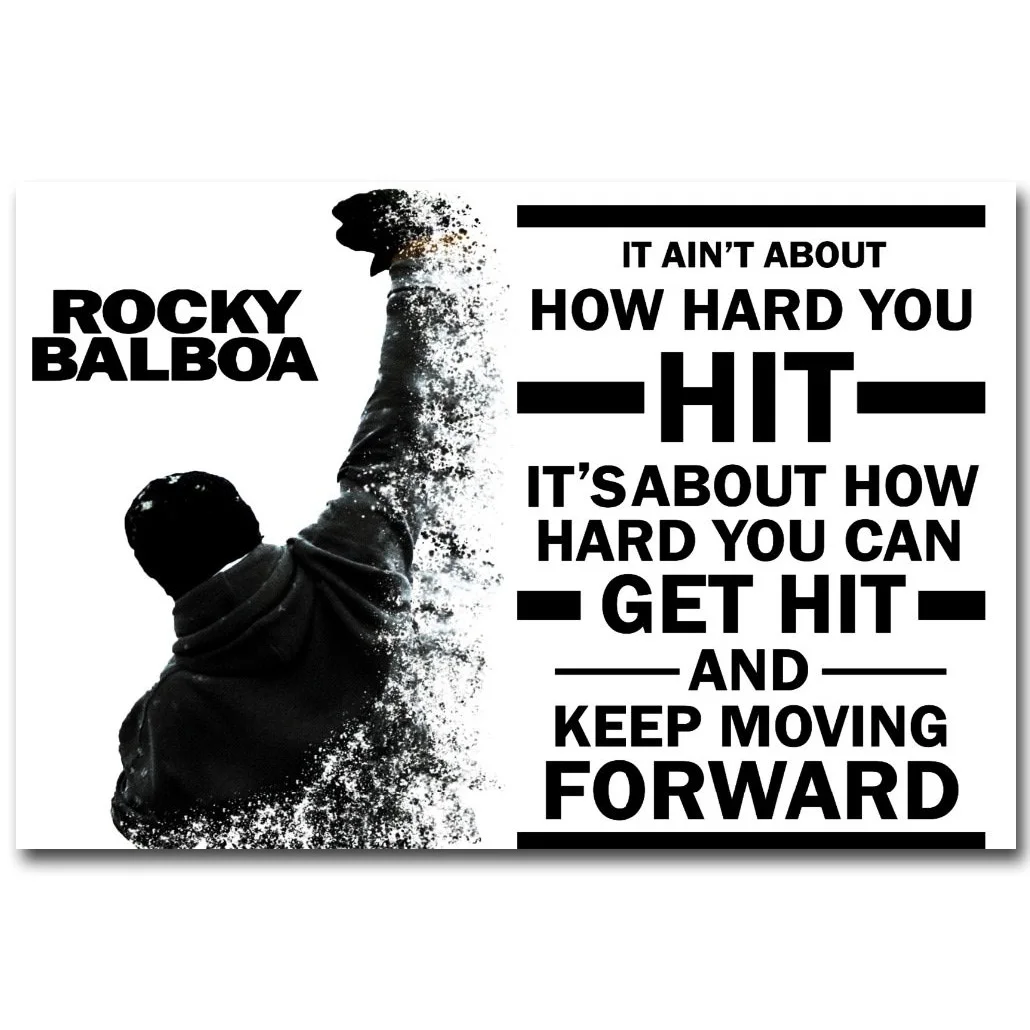 ROCKY BALBOA Motivation Zitate Poster Kunst Seide Stoff Druck 13x20 24x36 zoll Sylvester Stallone Inspirational