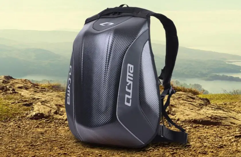 Men's motorcycle hard shell backpack riding travel shoulder bag back