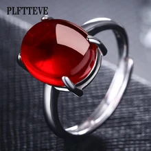 ФОТО synthetic corundum stone rings for women silver color alloy open adjustable engagement wedding party female ring fashion jewelry
