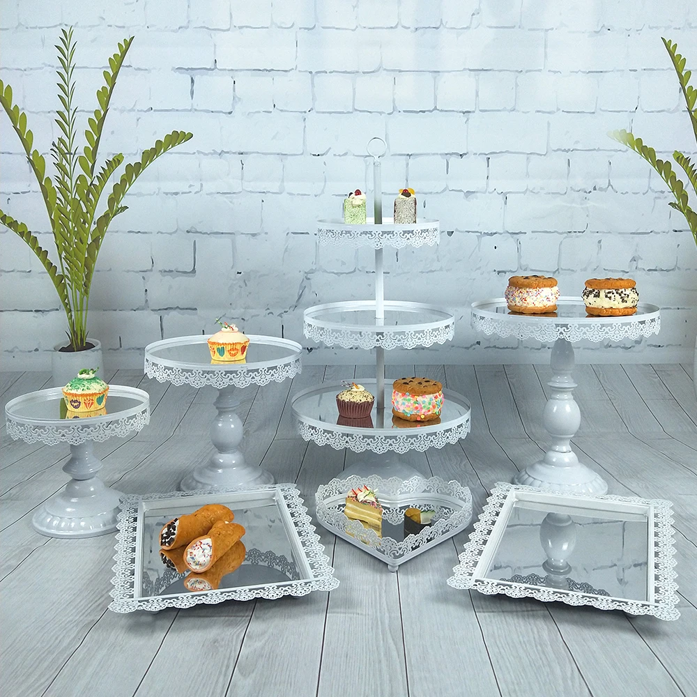 

Tobs Sliver Mirror Cupcake Stand Set For Party Round Cake Tower Baking Tools 3 Layers Mcaroons Tower Party decoration