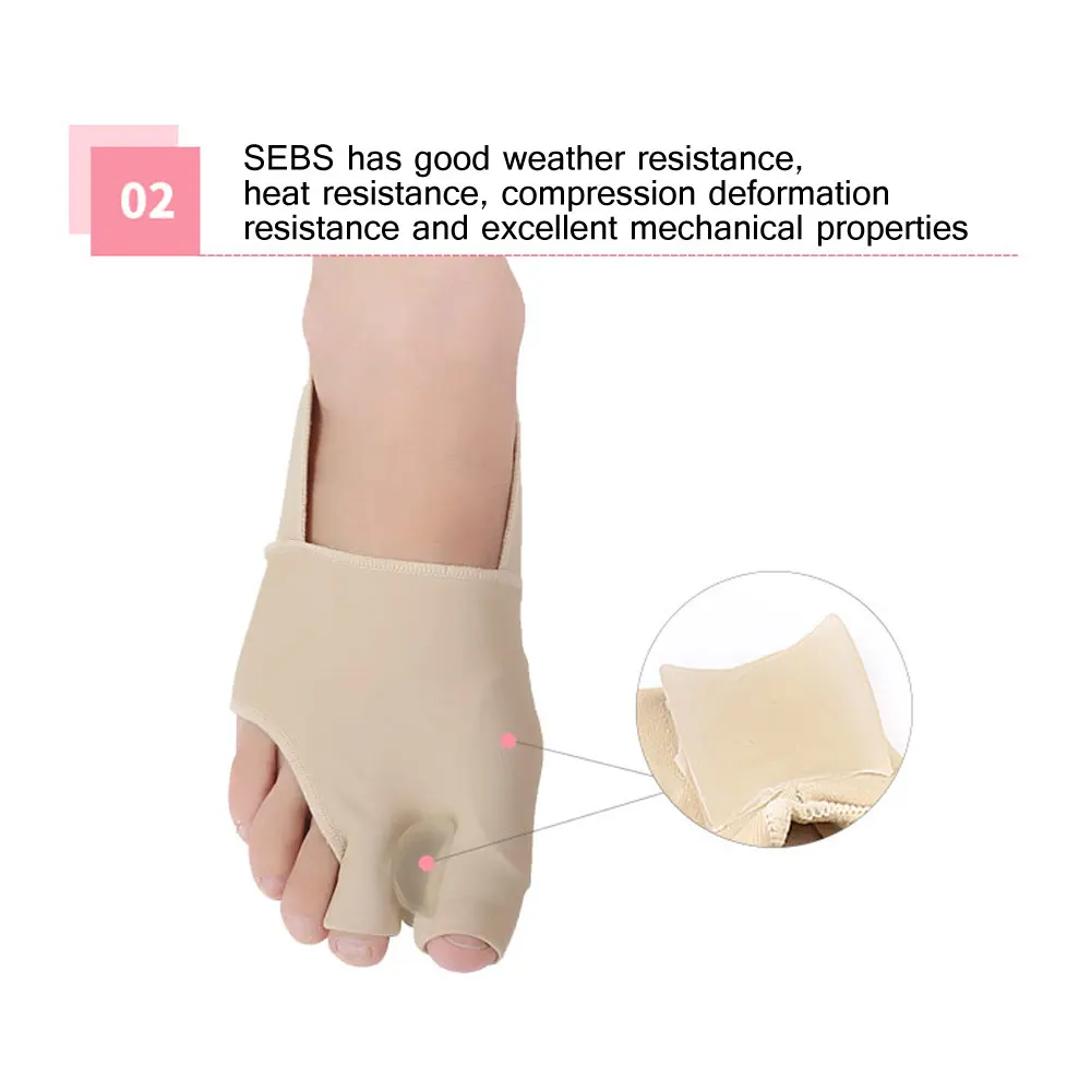 Tcare 1Pair Ultra-Thin Toes Valgus Orthosis Big Foot Bones Three Toes Aligner Toe Valgus Corrector Adult Breathable Comfort S/L