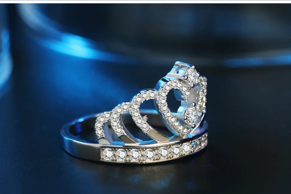 Женское кольцо в форме короны, фианит AAAAA, серебро 925 пробы, обручальное кольцо для женщин с печатью, ювелирное изделие, США Epack