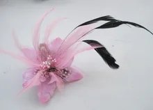 2017 Pink Flower Hair Accessories Woman Decoration Brooch Wedding Party Barrettes Hair Clip Bridal Wedding Feather