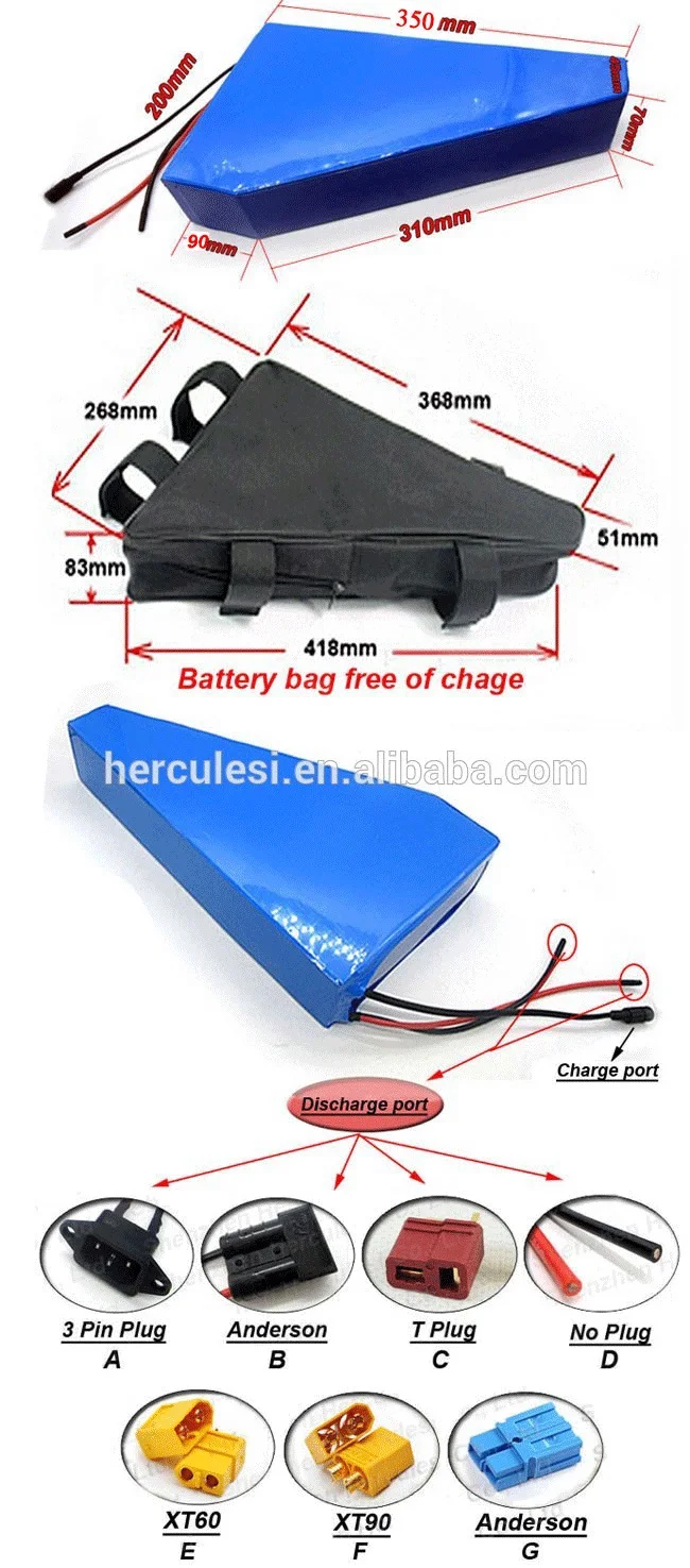 Discount 3000W 72V Electric Bicycle Battery 72V 25Ah Triangle Li Ion 20S7P 18650GA Lithium Battery Pack For E-Bike Hub Motor 1