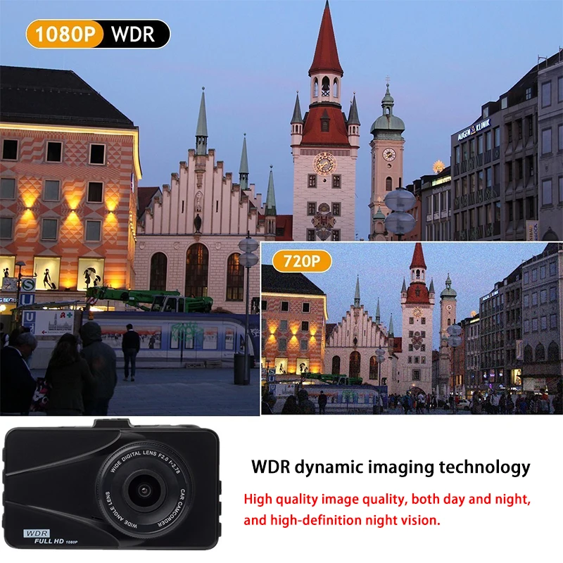 HD 1080P Автомобильный видеорегистратор портативный автомобильный рекордер с 3,0 дюймовым ЖК-экраном 170 градусов 6G объектив Поддержка ночного видения 32G TF карта тире камера