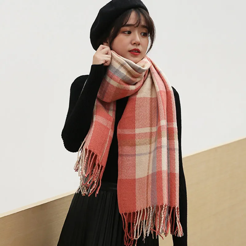 VEITHDIA 2018 Autumn Winter Female Wool Plaid Scarf Women Cashmere Scarves Wide Lattices Long Shawl Wrap Blanket Warm Tippet