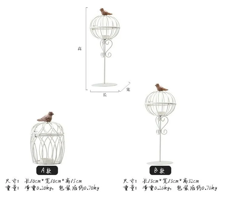 Европейский стиль деревенский стиль украшение птица в клетке железные подсвечники украшения креативные магазины декора