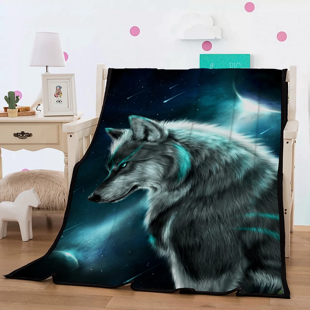 

Cilected Animal Wolf Printing Blanket For Adults Soft Warm Bed Sofa Couch Cover Lightweight Coral Fleece Blanket Throw
