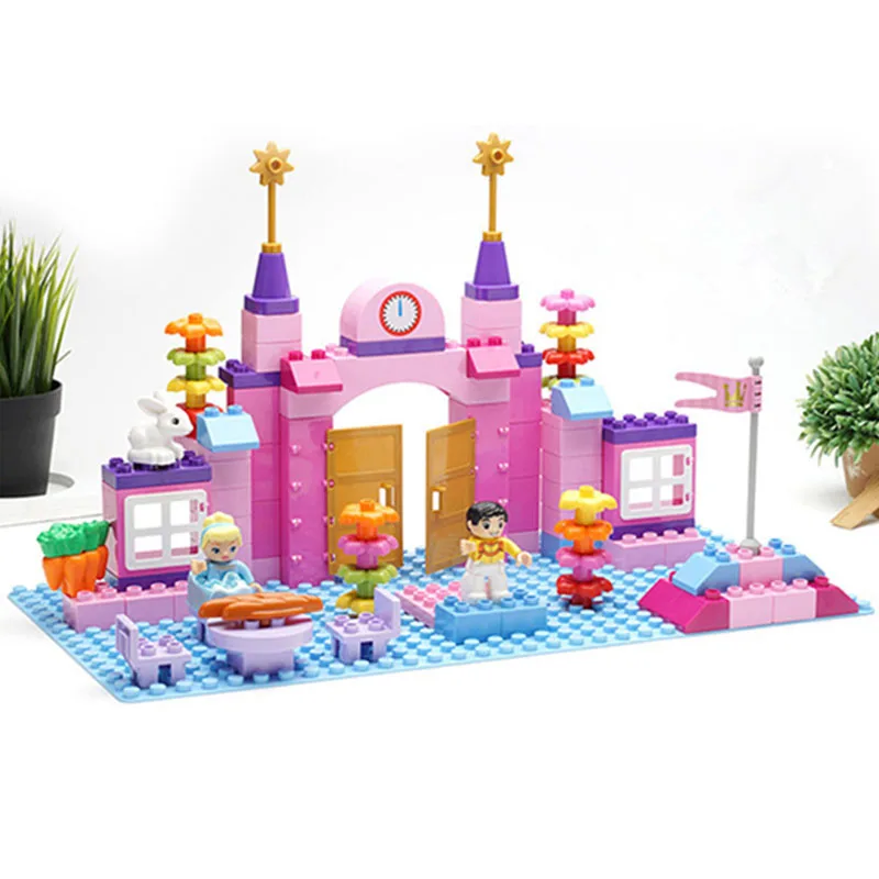 Розовая Принцесса кастлебиг частицы строительные блоки замок развивающая игрушка для детей совместимый duplo слайд