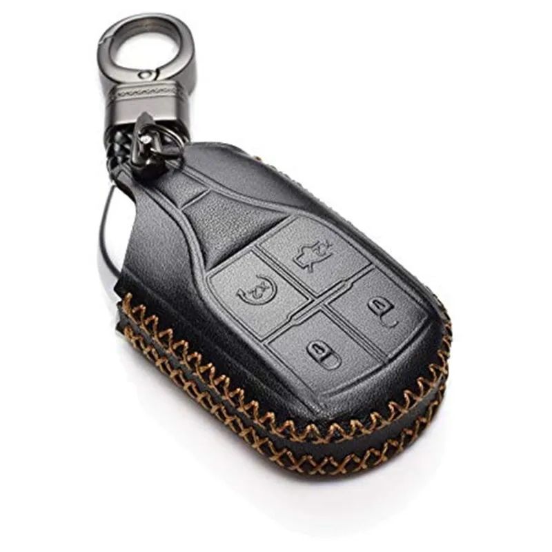 

Genuine Leather Keyless Smart Key Fob Case Cover with Key Chain for Maserati Ghibli Levante Quattroporte
